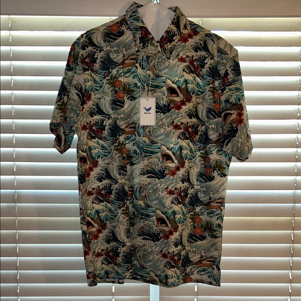 YIUME Men's Shark Print Shirt